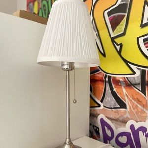 White and sliver lamp.